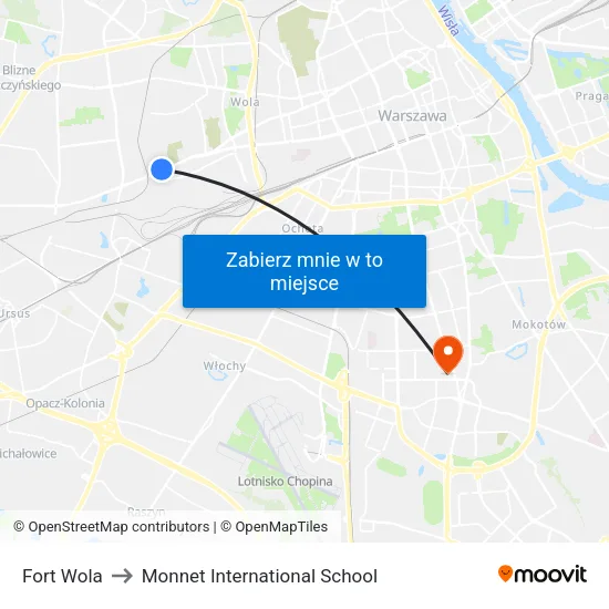 Fort Wola to Monnet International School map