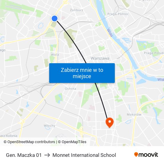 Gen. Maczka to Monnet International School map