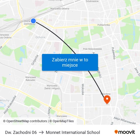 Dw. Zachodni 06 to Monnet International School map