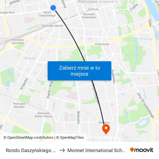 Rondo Daszyńskiego to Monnet International School map