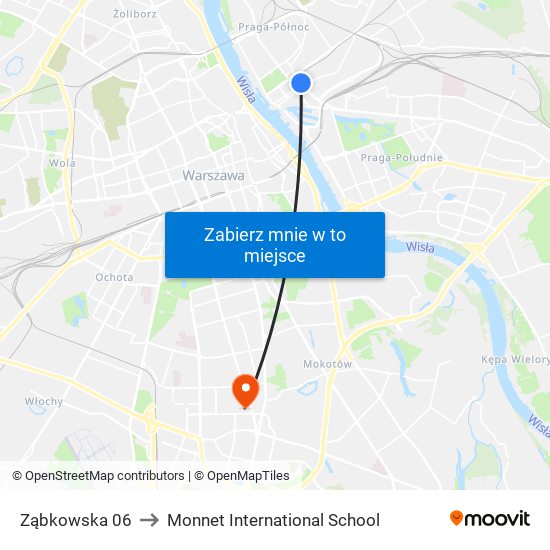 Ząbkowska 06 to Monnet International School map