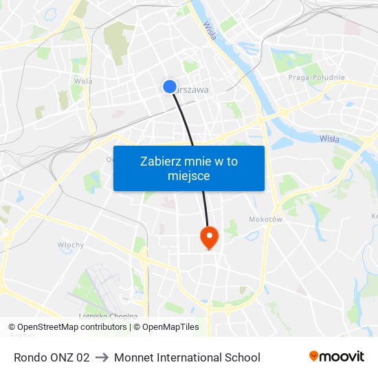 Rondo ONZ 02 to Monnet International School map