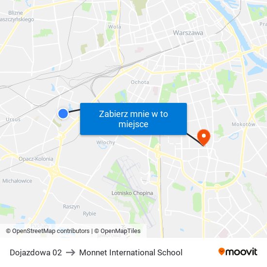 Dojazdowa to Monnet International School map