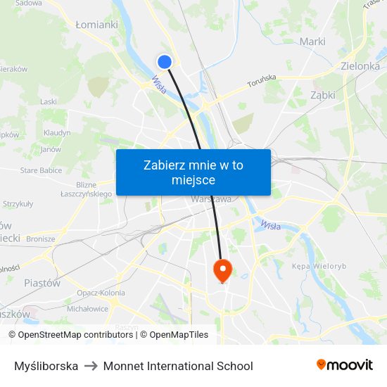 Myśliborska 06 to Monnet International School map