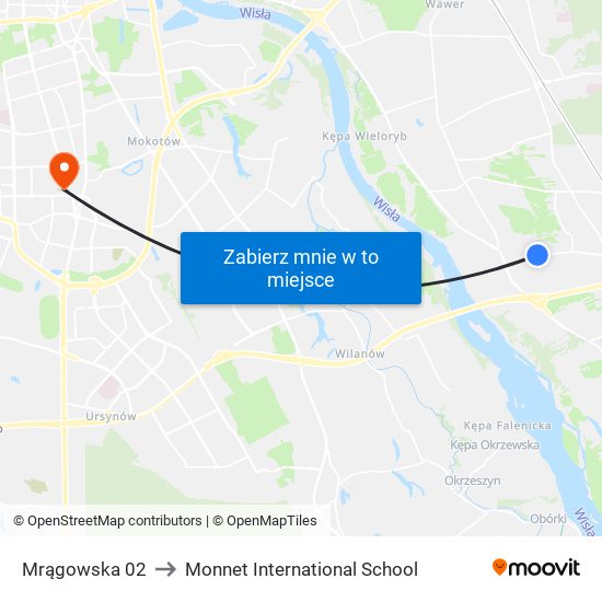 Mrągowska 02 to Monnet International School map