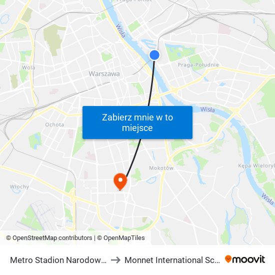 Metro Stadion Narodowy 03 to Monnet International School map