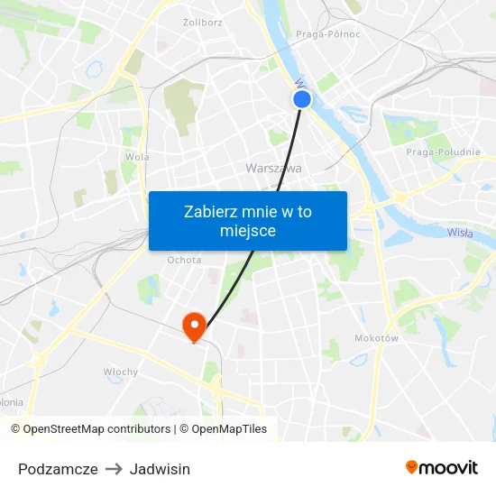 Podzamcze to Jadwisin map