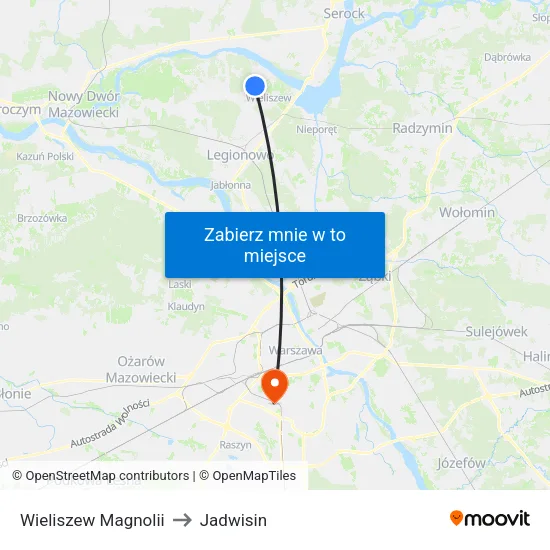 Wieliszew Magnolii to Jadwisin map