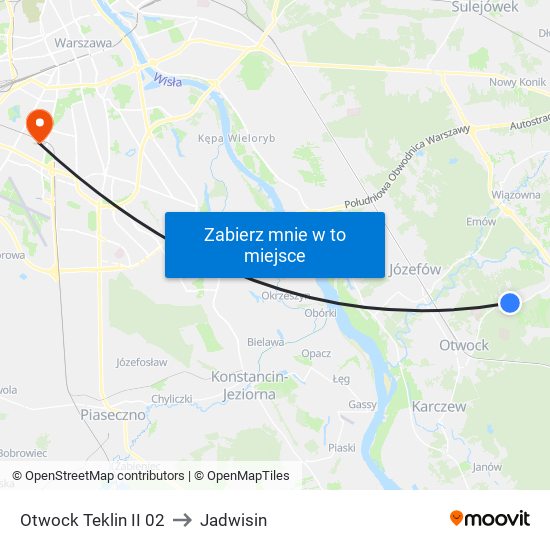 Otwock Teklin II 02 to Jadwisin map