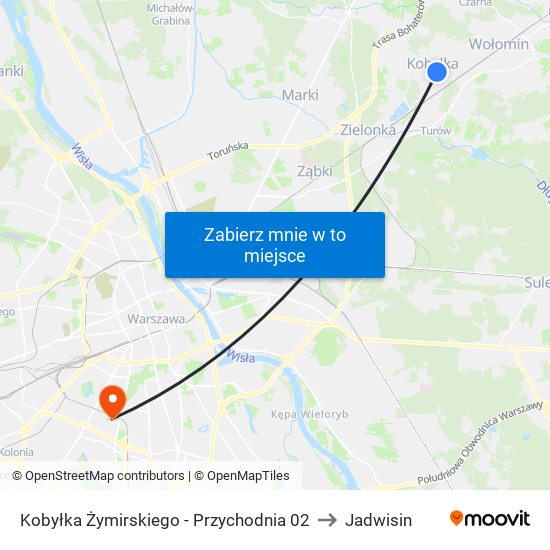 Kobyłka Żymirskiego-Przychodnia to Jadwisin map