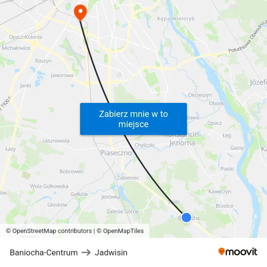 Baniocha - Centrum to Jadwisin map