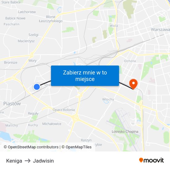 Keniga to Jadwisin map