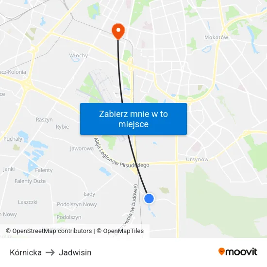 Kórnicka to Jadwisin map