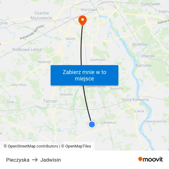 Pieczyska to Jadwisin map