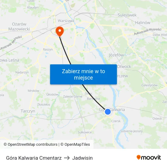Góra Kalwaria Cmentarz to Jadwisin map