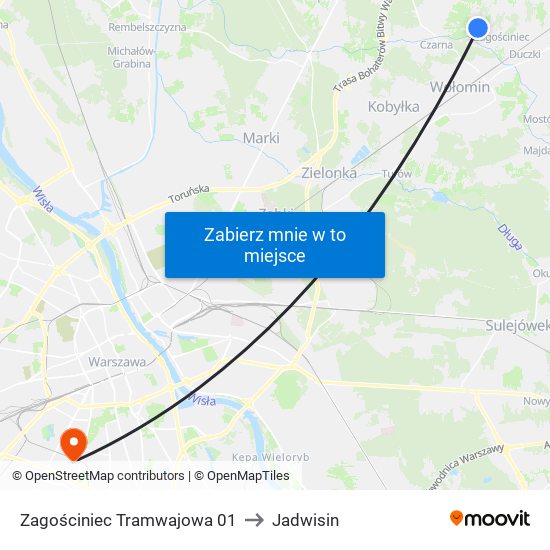 Zagościniec Tramwajowa 01 to Jadwisin map