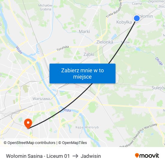 Wołomin Sasina - Liceum 01 to Jadwisin map