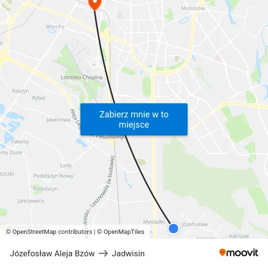 Józefosław Aleja Bzów to Jadwisin map