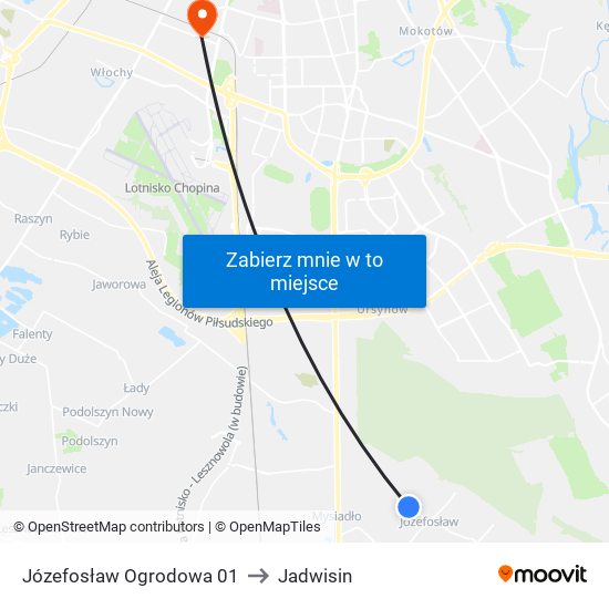 Józefosław Ogrodowa to Jadwisin map