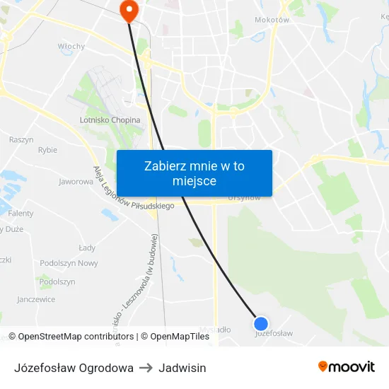 Józefosław Ogrodowa to Jadwisin map