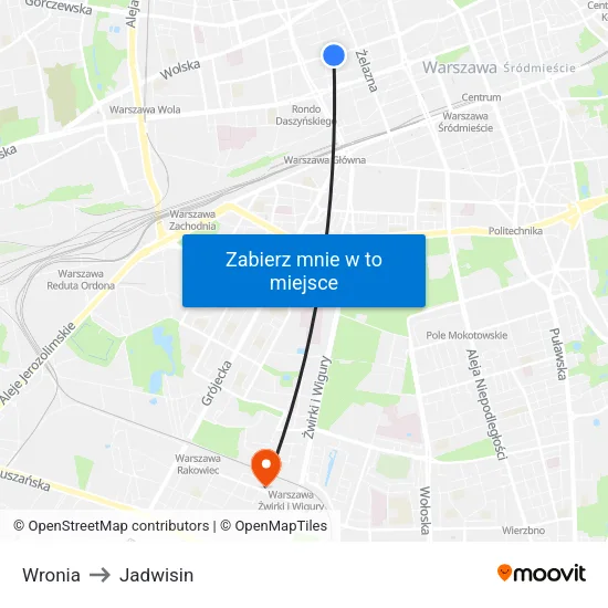 Wronia to Jadwisin map