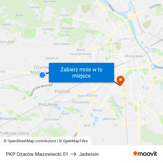 PKP Ożarów Mazowiecki 01 to Jadwisin map