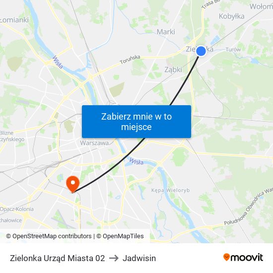 Zielonka Urząd Miasta to Jadwisin map