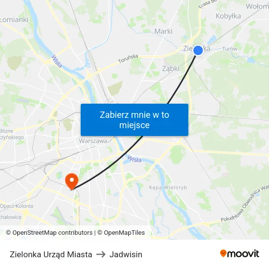 Zielonka Urząd Miasta to Jadwisin map