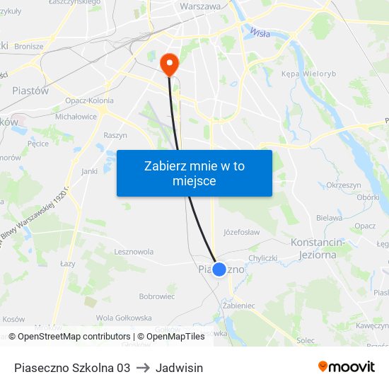 Piaseczno Szkolna 03 to Jadwisin map