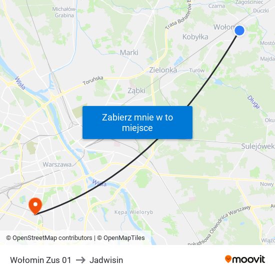 Wołomin Zus 01 to Jadwisin map