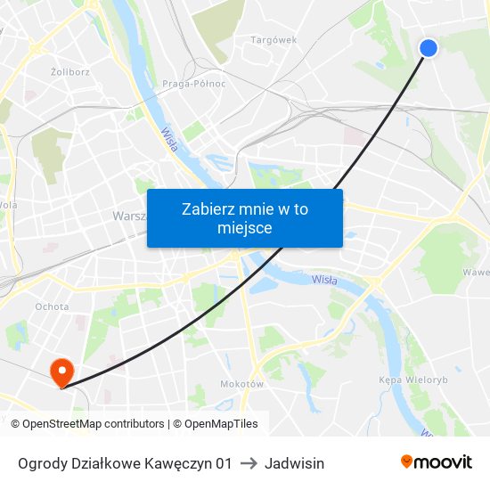 Ogrody Działkowe Kawęczyn 01 to Jadwisin map