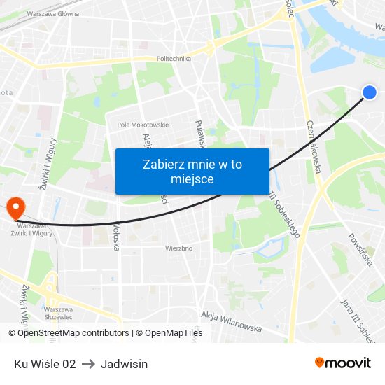 Ku Wiśle to Jadwisin map