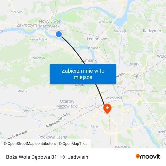 Boża Wola Dębowa 01 to Jadwisin map