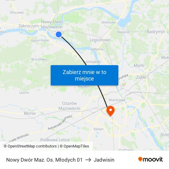 Nowy Dwór Mazowiecki Os. Młodych to Jadwisin map