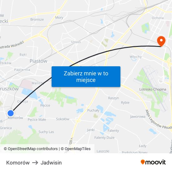 Komorów to Jadwisin map