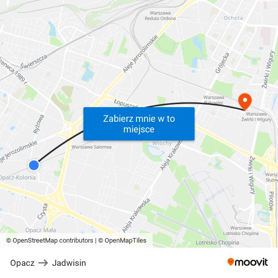 Opacz to Jadwisin map