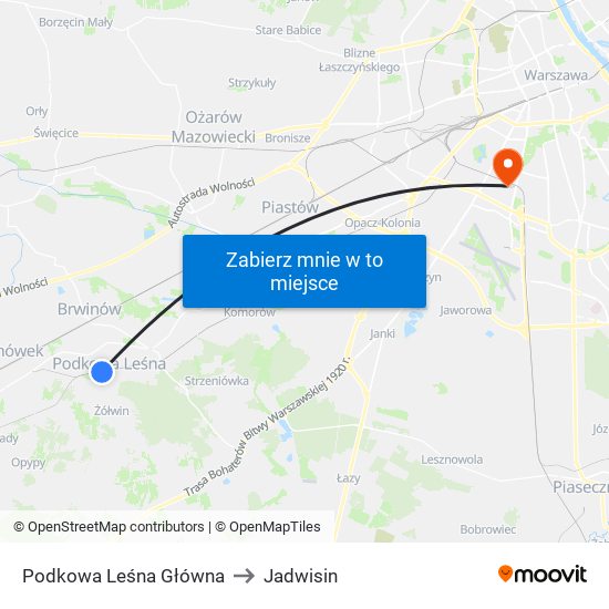 Podkowa Leśna Główna to Jadwisin map