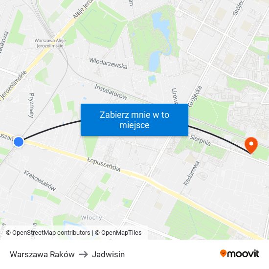 Warszawa Raków to Jadwisin map