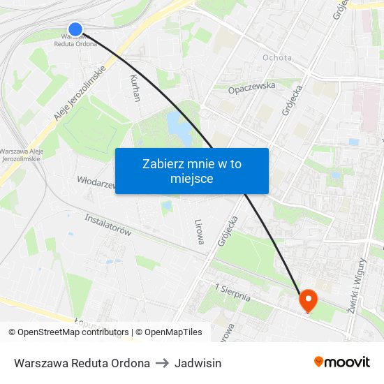 Warszawa Reduta Ordona to Jadwisin map