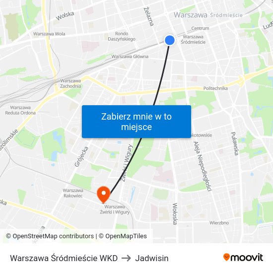 Warszawa Śródmieście WKD to Jadwisin map