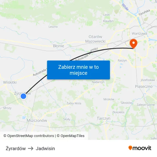 Żyrardów to Jadwisin map