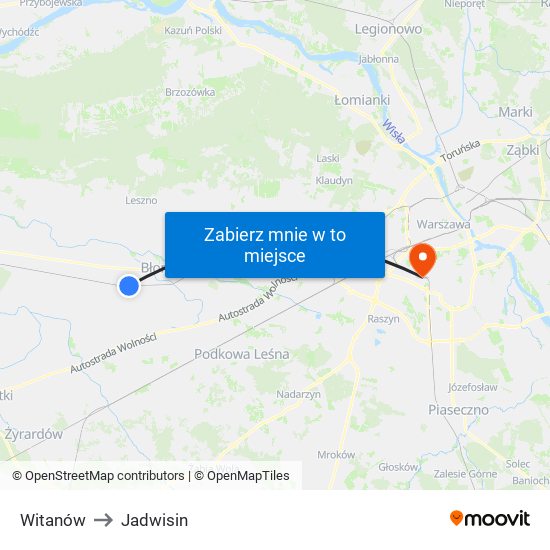 Witanów to Jadwisin map