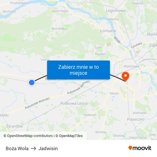 Boża Wola to Jadwisin map