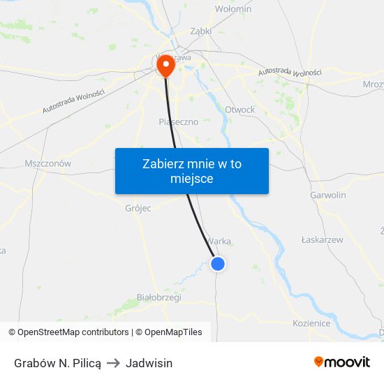 Grabów Nad Pilicą to Jadwisin map