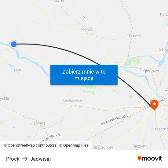 Płock to Jadwisin map