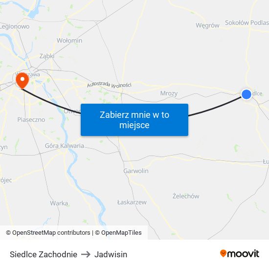 Siedlce Zachodnie to Jadwisin map