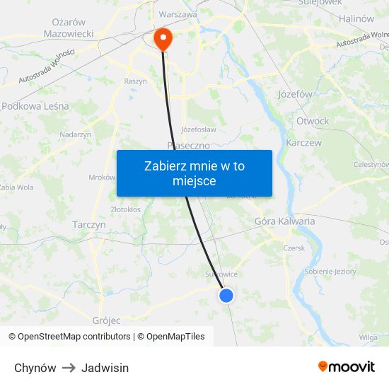 Chynów to Jadwisin map