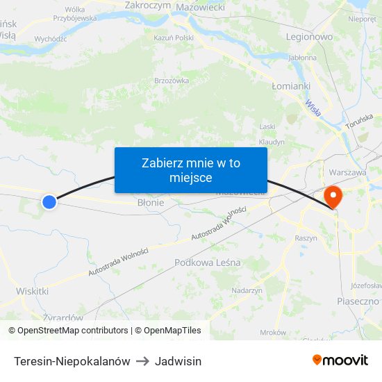 Teresin-Niepokalanów to Jadwisin map