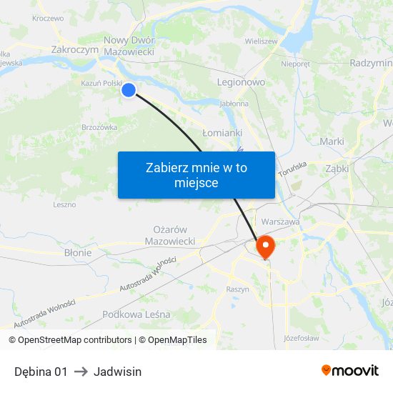 Dębina 01 to Jadwisin map