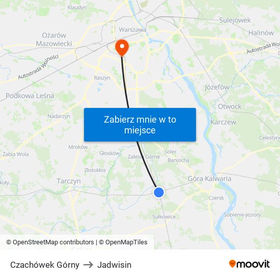 Czachówek Górny to Jadwisin map